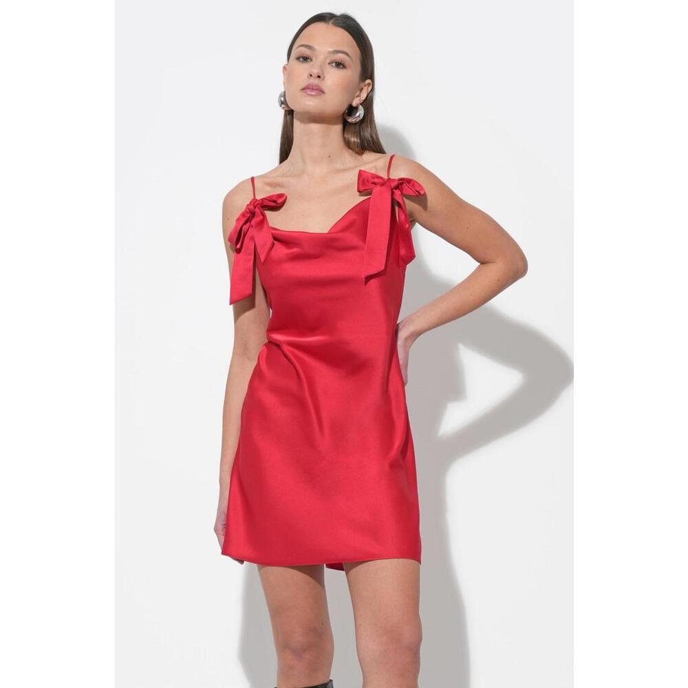 Kia Satin Mini Dress with Bows